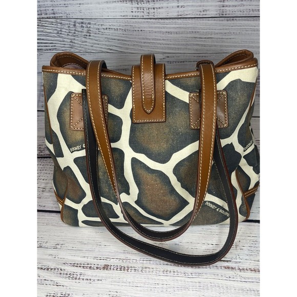 Dooney & Bourke Giaraff Animal Print Canvas Tag Tote Shoulder Bag Purse - Picture 6 of 16